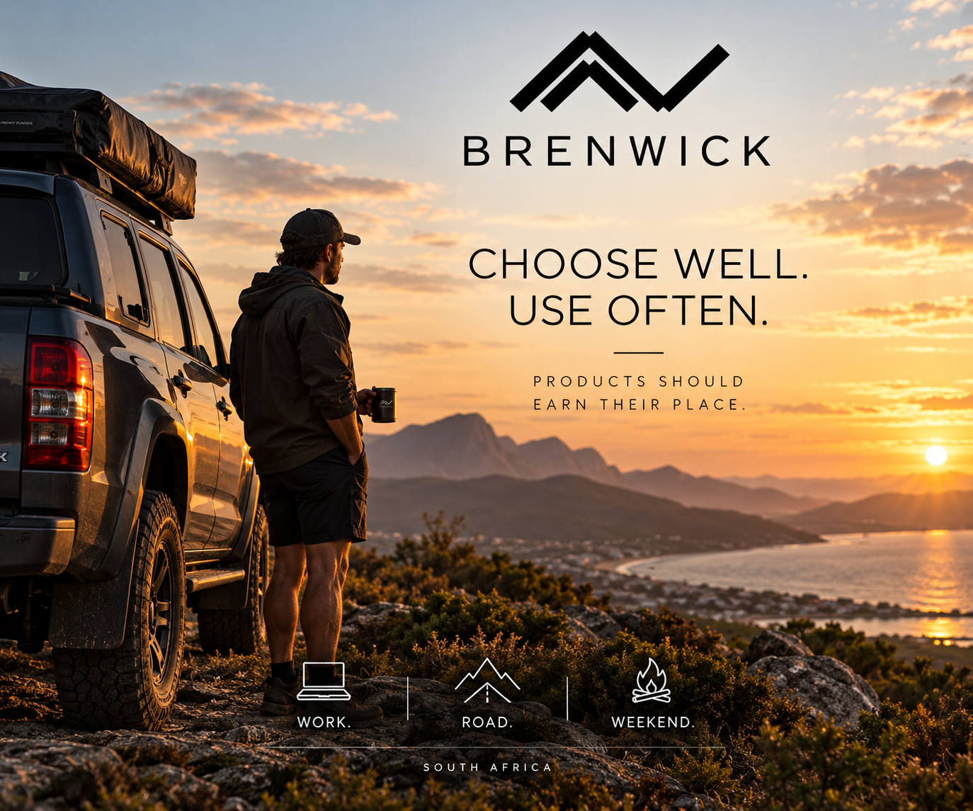 BRENWICK outdoor lifestyle brand artwork featuring its mountain and checkmark logo